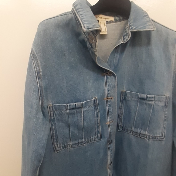 Life in progress Blue Denim Jean Short Romper sz S - Picture 2 of 12